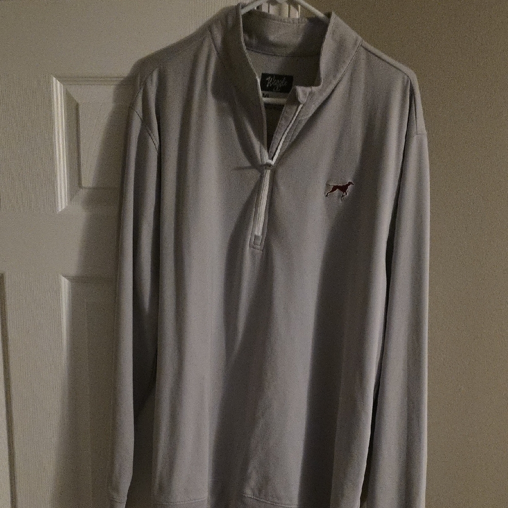 Gray Quarter-Zip Waggle Pullover with Embroidered Logo